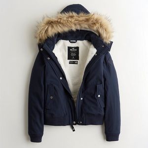 Hollister Cozy Lined Bomber Jacket (Winter Coat)